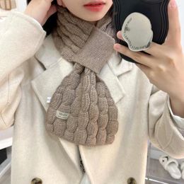 Scarves Short Twist Knitted Scarf Women Solid Thicken Cross Warm Neck Collar Wraps Coat Clothing Accessories Winter