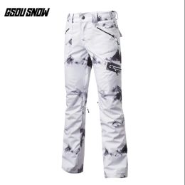 Pants GSOU SNOWWaterproof Ski Pants for Women, Snow Clothes, Skiing, Snowboarding, Sport Trousers, Female, Winter, Outdoor, Brand