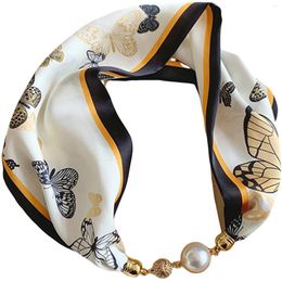 Scarves Printed Silk Women's Head Scarf Magnetic Snap Smooth Friendly Shawl For Female Women Ladies Girls