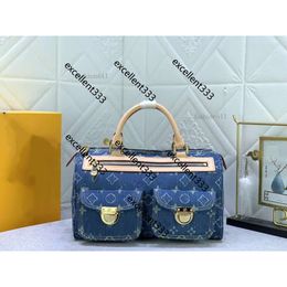 Denim Vintage Designer Shoulder Bag Women Tote Bags Handbag travel bag Carryall Old Flower Underarm Bag Print Purse Backpack Gold Hardware