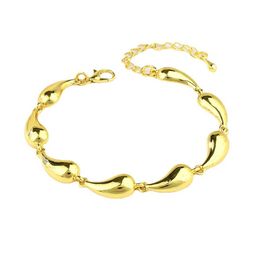 Hot Picking TFF Water Droplet Shape Smooth Face Ethnic Style Simple Gold Independent Packaging Womens Bracelet Kuajing Small Jewellery