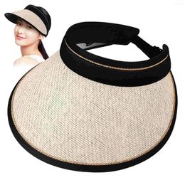 Berets Straw Hat Tumbler Folding Beach Portable Sombrero Summer Visor Hats Wide Brim Cotton Linen Sun Protection Caps