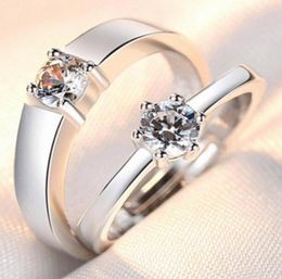 Couple Ring Pair Men and Women Simple Fashion Temperament Korean Style Crown Zircon Couple Rings Opening Wedding Simulation Diamon2954322