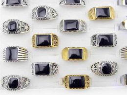Rings For Men Mix Style Mix Size 20 pieceslot Whole Black Stone Fine Ring Jewellery 2109242150470