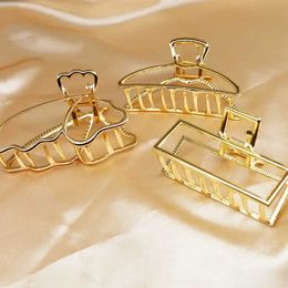 Hair Clips Barrettes New Fashion Simple Gold Claw Clip Butterfly Geometry Elegant Girl Head Wearing Womens Accessories