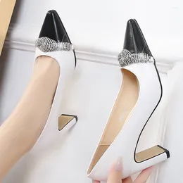 Dress Shoes Pointed Toe Rhinestone French Large Size High Heels Pumps Women's Fresh Fairy Fashion Design Party Sexy