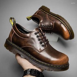 Dress Shoes Men's Leather Business Formal Wear Casual Sports Middle-Aged Soft Bottom Retro British Dad