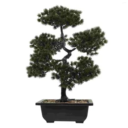 Decorative Flowers Artificial Bonsai Pine Tree Faux Simulation Potted Plant Desk Display Fake Flowerss