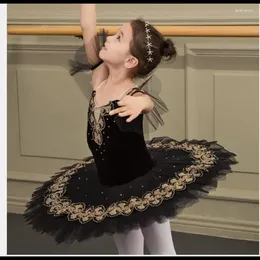 Stage Wear 1pcs/lot Swan Lake Costumes Ballet Tutu Ballerina Dress Professional Child Kids Dancing Black