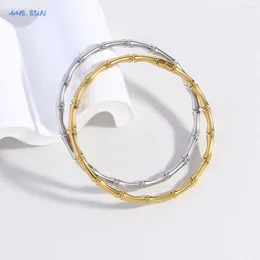 Bangle MHS.SUN Fashion Stainless Steel Bamboo Joint Gold Silver Colour Waterproof For Women Men Daily Gift Jewellery