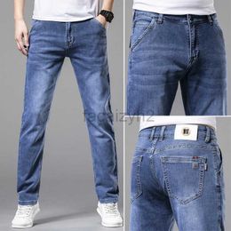 Men's Jeans New Spring/Summer Thin Men's Jeans Slim Fit Straight Elastic Colored Bottom Casual Youth Jeans Plus Size Pants