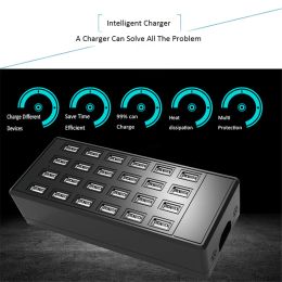 Chargers High Power 24 Ports 100W Smart Phone Charger Station Mobile Game Collective Hangup Charging Station 5V~2A100W Charger