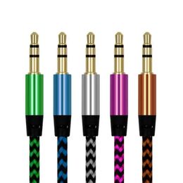 3.5mm Braided Audio Cable Metal Head Male To Announcement Cable AUX Car Audio Recording Cable for Players, Computers, TVs