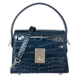 Shoulder Bags Design Fashion Crocodile Grain Cowhide Business All-match Small Square Bag Retro Leather Women Trend
