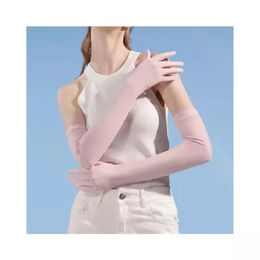 Ice Silk Sleeve Sunscreen Cuff UV Sun Protection Arm Sleeves Anti-Slip Women Long Gloves Outdoor Cycling Arm Sleeves 240417