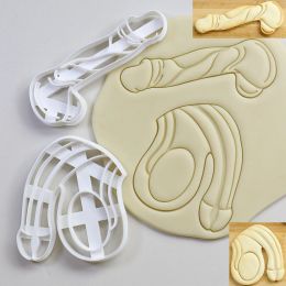 Moulds Plastic Male Genital Profile Cookie Cutter Grinder Female Genital Vulva White Baking Tool Diy Cartoon Penis Uterus Biscuit Mold