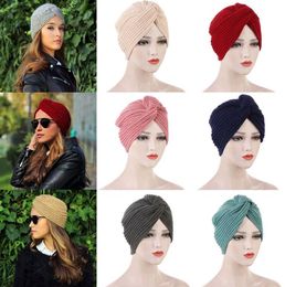 BeanieSkull Caps Muslim Fashionable Knitted Hats 2021 Autumn Winter Warm ed Allmatch Western Style Temperament Pullover6071860