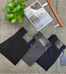 PPP Designer luxury Men's dress pants Business Pants Straight-leg pants fabric Casual pants Fashion brand solid color leggings Black blue gray