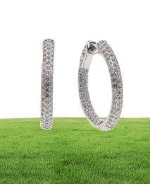 new micro pave cz big hoop earring 25mm 50mm 2 sized fashion jewelry cubic zirconia shiny silver plated classic jewelry2695043