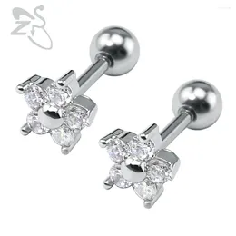 Stud Earrings 2 Pcs Beautiful Flower Design Cubic Zirconia Studs Crystal Ear Piercings Jewelry Brincos For Women Ladies