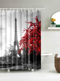 Dafield Bathroom Accessories Shower Curtain Vintage Paris Tower Butterfly Design Retro Bathroom Accessories Home Decoration8326336