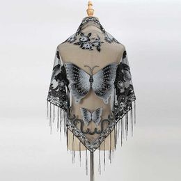 Банданас Durag Новый элегантный кружевный треугольник Scarf Women Womens Tassel Headd