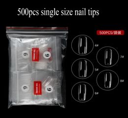 500PCS Box 200PCS Nontrace Nail Tips Single number size Full Hlaf Cover Clear Natural Nail Tip Rounded False Tips Fake Nail Dropl3850455