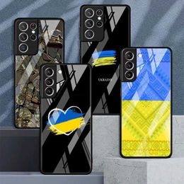 Cell Phone Cases Samsung Galaxy S23 Ultra S22 FE S21 Plus Phone Cover S10 5G S9 Note 20 10 Case Stay Calm and Ukrainian Flag J240426