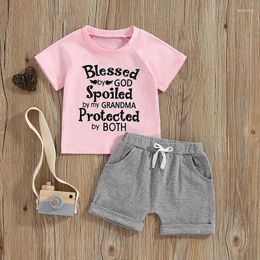 Clothing Sets Baby Girl Clothes Outfit Letter Print Short Sleeve T Shirts Tops And Shorts 2 Pcs Toddler Summer Set