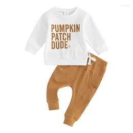 Clothing Sets Pudcoco Toddler Baby Boys 2PCS Pants Long Sleeve Letter Print Tops And Drawstring 0-24M