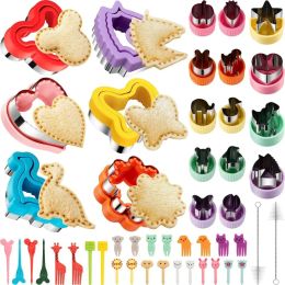 Moulds Sandwich Cutters Set for Kids Children Food Cookie Bread Mould Maker Fruit and Vegetable Shapes Cutting Mould Baking Tools 48 Pcs