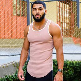 Men's Tank Tops Mens Summer Sports Tank Top Casual Knitted Round Neck Slim Fit Elastic Breathable Tank Top Running Training Sleeveless T-shirtL2404