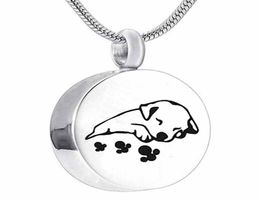 Unisex Stainless Steel PetDogCat Jewellery Print Cremation Ashes Holder Pet Memorial Urn Necklace For Memory Pendant Necklaces3539026