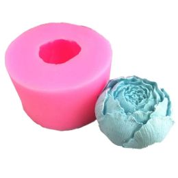 Moulds 1PC Round Shape 3D Flower Peony Flower Silicone Mold Chocolate Flip Sugar Baking Mold Gypsum DIY Soap Mold