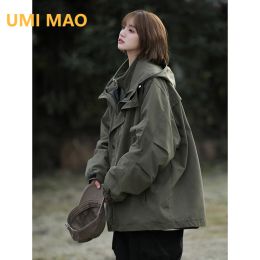 Jackets UMI MAO Dark Casual Cotton Coat 2023 Winter New Loose Fashion Three In One Charge Overcoat Interchange Jacket Men Women Femme