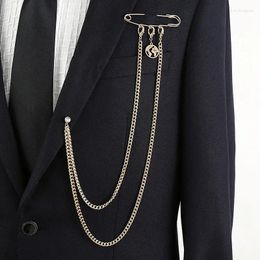 Brooches Long Chain Cross Crown Brooch Men's And Women's Suit Coat Personality Pins Gentlemen's Clothing Accessories Valentine's Day Gift