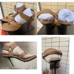 Wide Fashion Head Webbing High Heel Square Toe Women's Sandals with Rubber Wear-resistant Water Slippers, 10.5cm and 7.5cm Respectively, Size 35-4 Original Quality