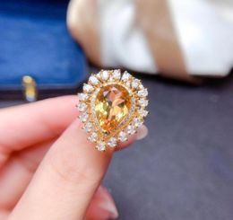 Wedding Rings Elegant Luxury Boutique Imitation Natural Topaz Ring Fashion Yellow Diamond Plated 18K Women39s RingWedding8570590