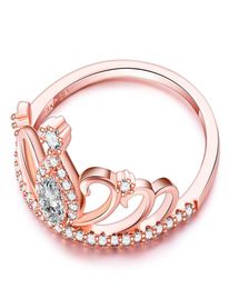 luxury party lady lovers wedding diamond Rings 18 k rose pink gold filled engagement zircon anel anillo Size 6789 for Women4162554