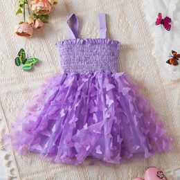 Girl's Dresses 2024 New Summer Baby Girls Dress Mesh Princess Dresses for Girls Bohemia Smocked Sequins Tutu 2-6 Yrs Kids Birthday Party Wear