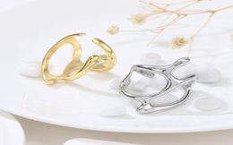 Wedding Rings Fashionable Golden Irregular Lava Texture Open Ring Female Folds Highend Niche Design Cold Wind Punk Metal Accessor1605240