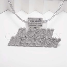 Hip-Hop Custom Letter Nameplate Sterling Sier VVS Moissanite Pendant Necklace For Men Women Rapper Personalized