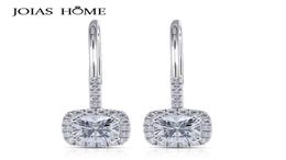 Dangle Chandelier JoiasHome 925 Sterling Silver Earrings Korean Version Of Crystal Clear Fourclaw Square Diamond Ring Set Femal2403760