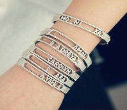 Silver Colour 5A Cubic Zirconia CZ Mini Zircon 26 Initial DIY Name Letter Bracelet Slider Alphabet Bangle Men Women Jewellery Charm B9005571