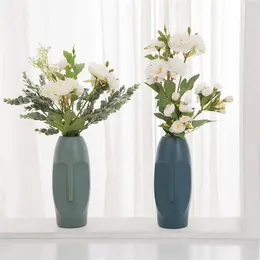 Vases Pe Imitation Ceramic Vase Simple Style Flower Decorative Living Room Floral Decorations 108 Grams Plastic