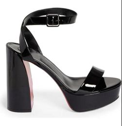 Luxury shoes women sandal high heels Movida Sabina Ankle Strap Sandal 130MM Platform sandals black nude patent leather w3698255