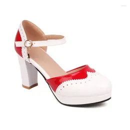 Dress Shoes Large Size Oversize Big Platform Thick Heel Lady Mary Jane Simple And Elegant Womens With Design