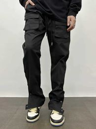 Men's Pants Fashion pull rod cargo pants mens multi flap pockets mens casual outdoor pants mens work pantsL2404