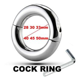 Nxy Cockrings Metal Male Cockring Clamp Chastity Cage Adult Sex Toys Screw Penis Ring Bondage Scrotum Dick Stretcher Cock Delay for Men 240427