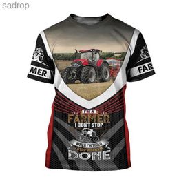 Men's T-Shirts New 3D Printing Tractor Car Mens Casual Loose Oversized Summer Fashionable Clothing Street Sports Top Short Sleeved T-shirt.XW